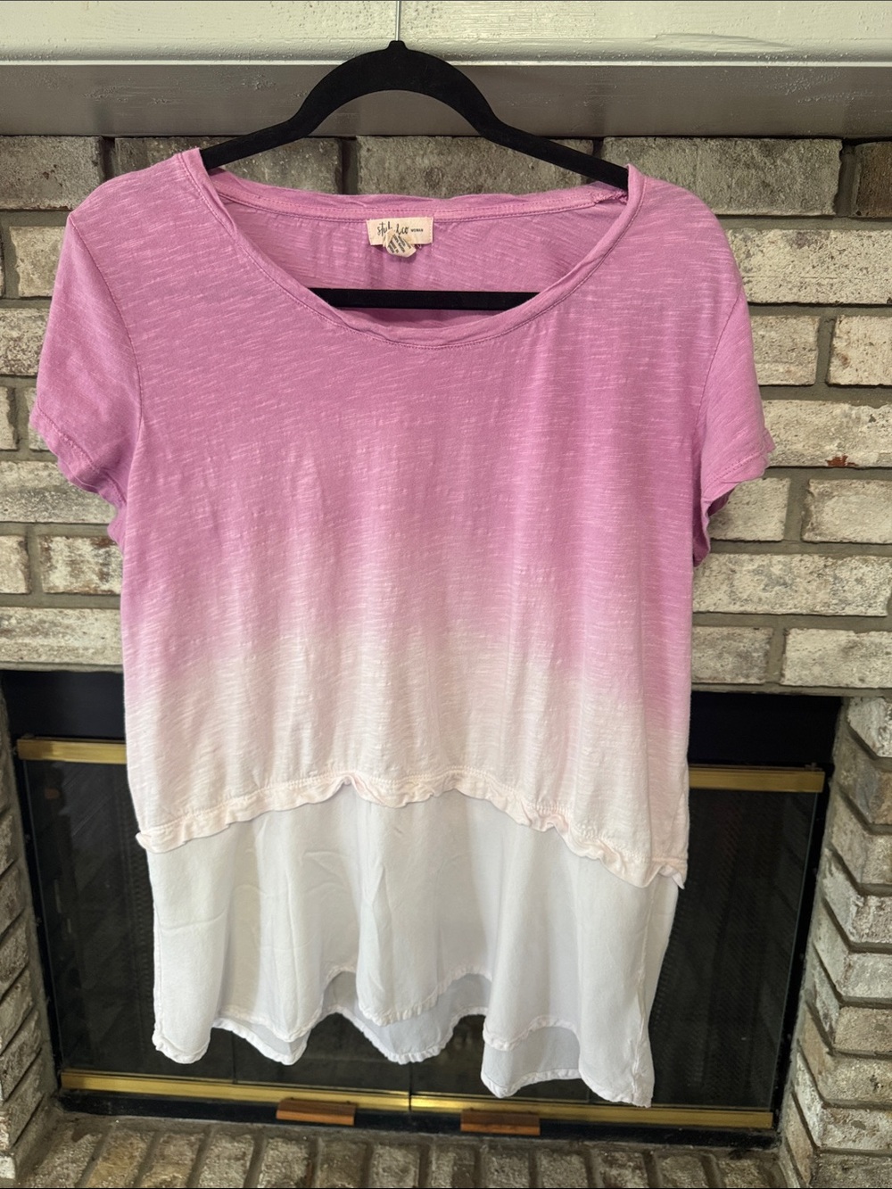 Style & Co. Pink-to-White Ombre Short Sleeve Tunic
